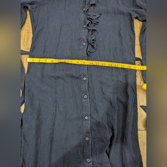Banana Republic Denim Ruffle Button Front Tie Waist Dress, Size 2 - Picture 7 of 10